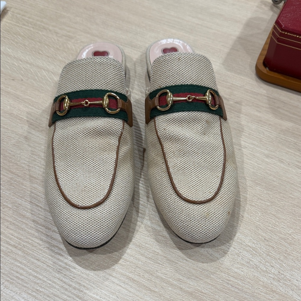 Gucci Princetown Sand Canvas Mule
